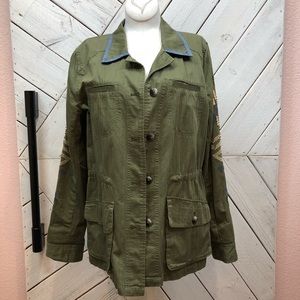 Anthro Hei Hei  Embroidered Military Camp Shirt